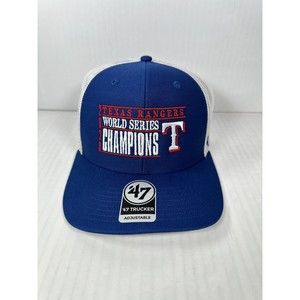 47 Brand Texas 2023 Rangers World Series Champions Trucker Snapback Hat Cap NEW